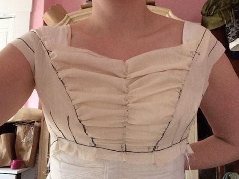 First mock up and fitting of the bodice
