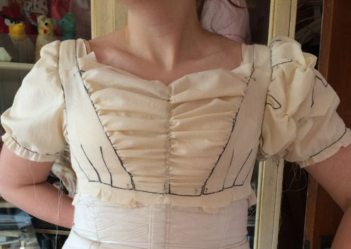 Second mock up and fitting of the bodice, now with sleeves as well